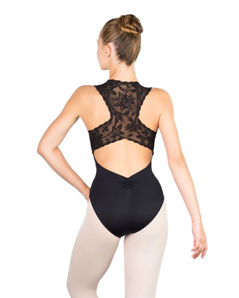 Ballet Rosa Ginger Zip Front Embroidered Lace Pinch Low Back Sleeveless Leotard - Womens - Image 2