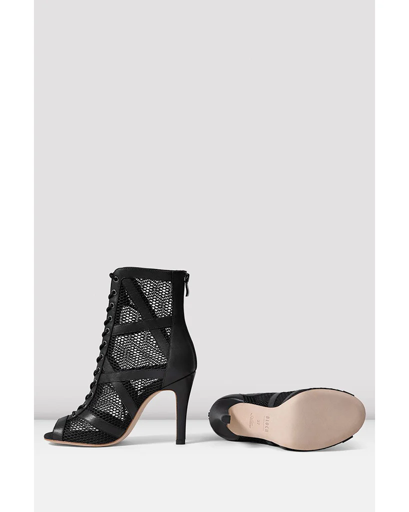Bloch Allure Lace Front Zipper Back Mesh & Leather Heels Dancing Boot - S0890L Womens - Image 3