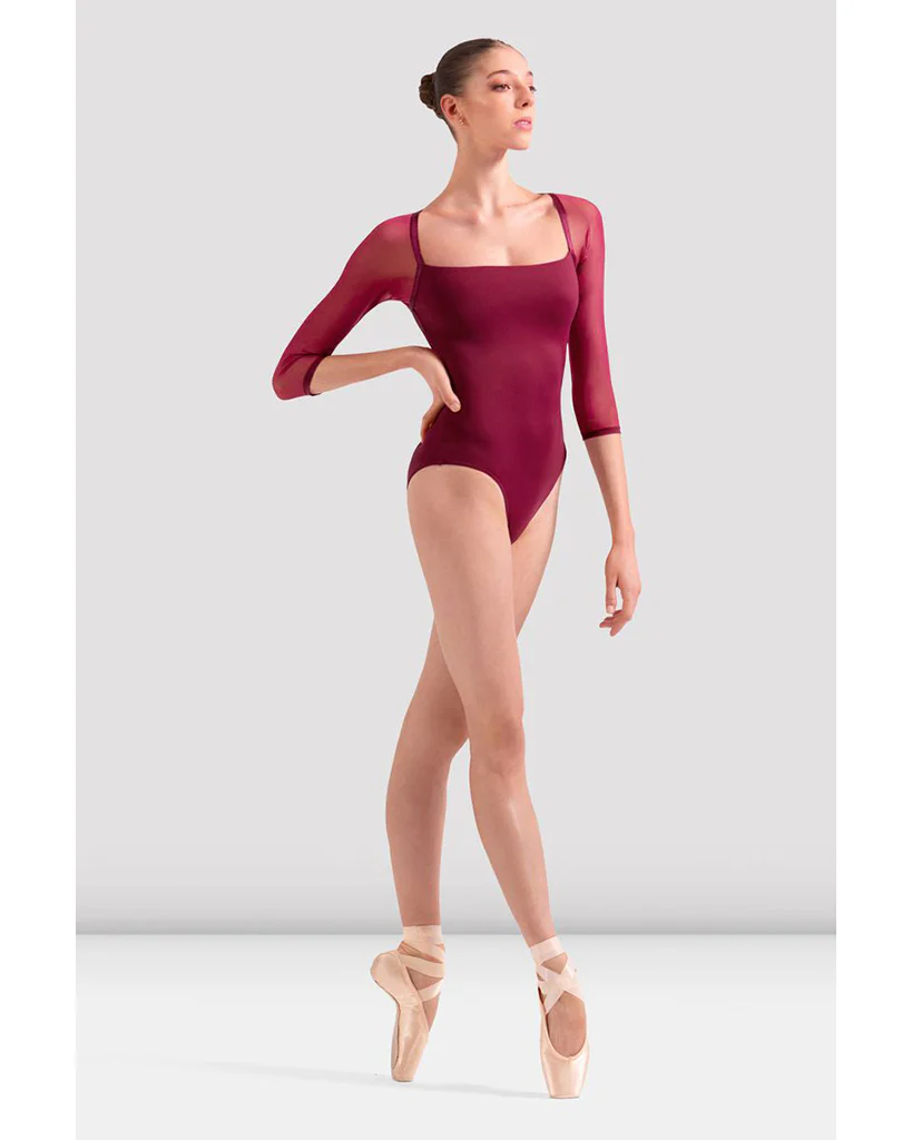 Bloch Square Neck Open Back Mesh 3/4 Sleeve Leotard - L60003 Womens - Image 3