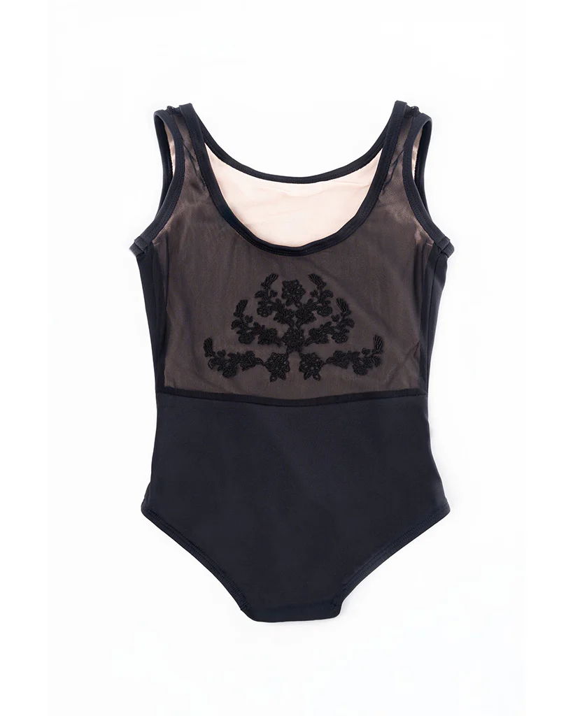 Body Wrappers Princess Aurora BoatNeck Embroidered Mesh Back Tank Leotard - 2494 Girls - Image 3