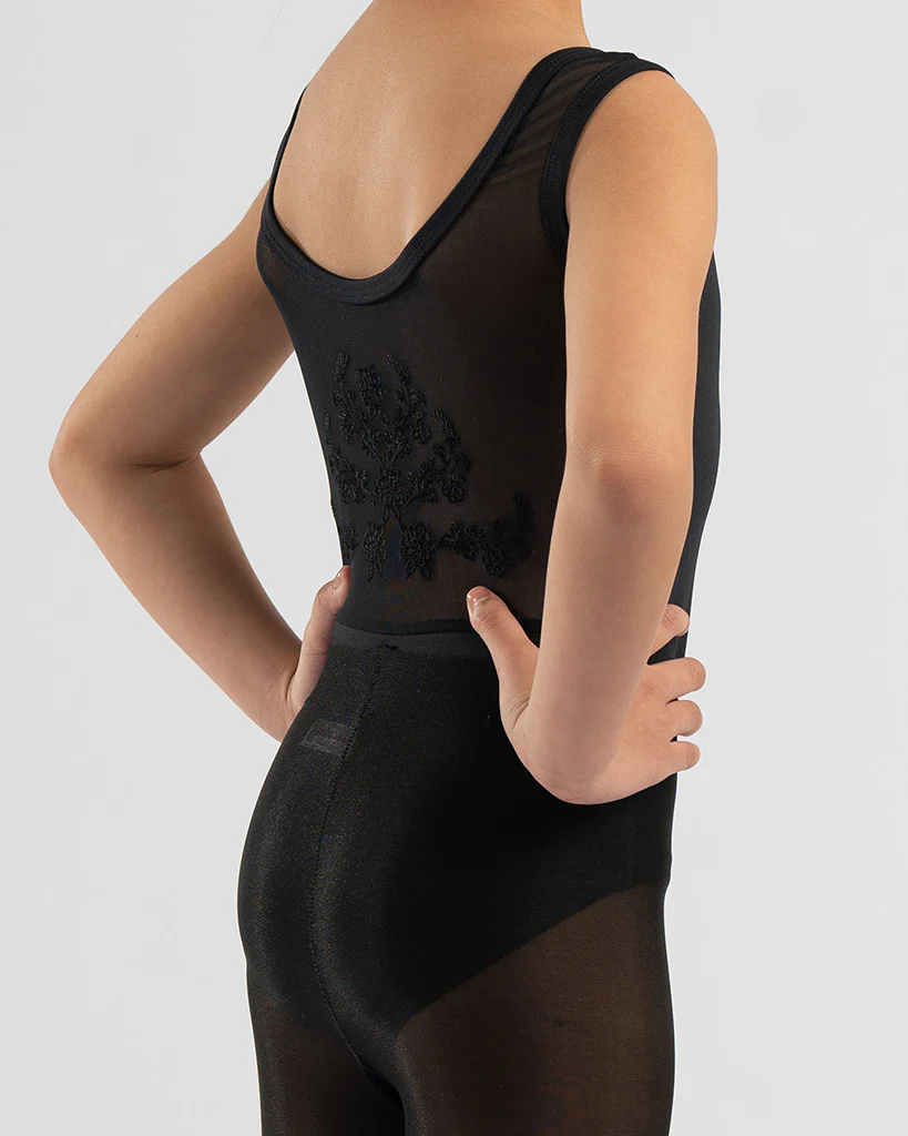 Body Wrappers Princess Aurora BoatNeck Embroidered Mesh Back Tank Leotard - 2494 Girls - Image 5