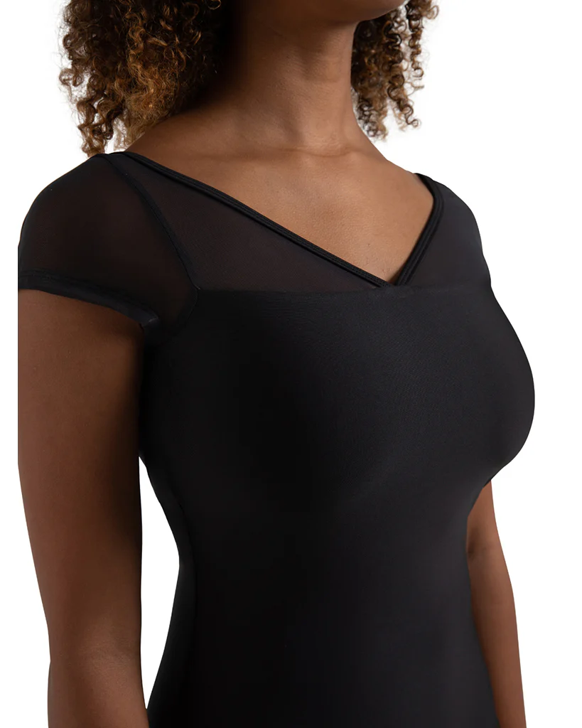 Capezio Coral V Neck Mesh Neckline Open Back Cap Sleeve Leotard - 12270W Womens - Image 2