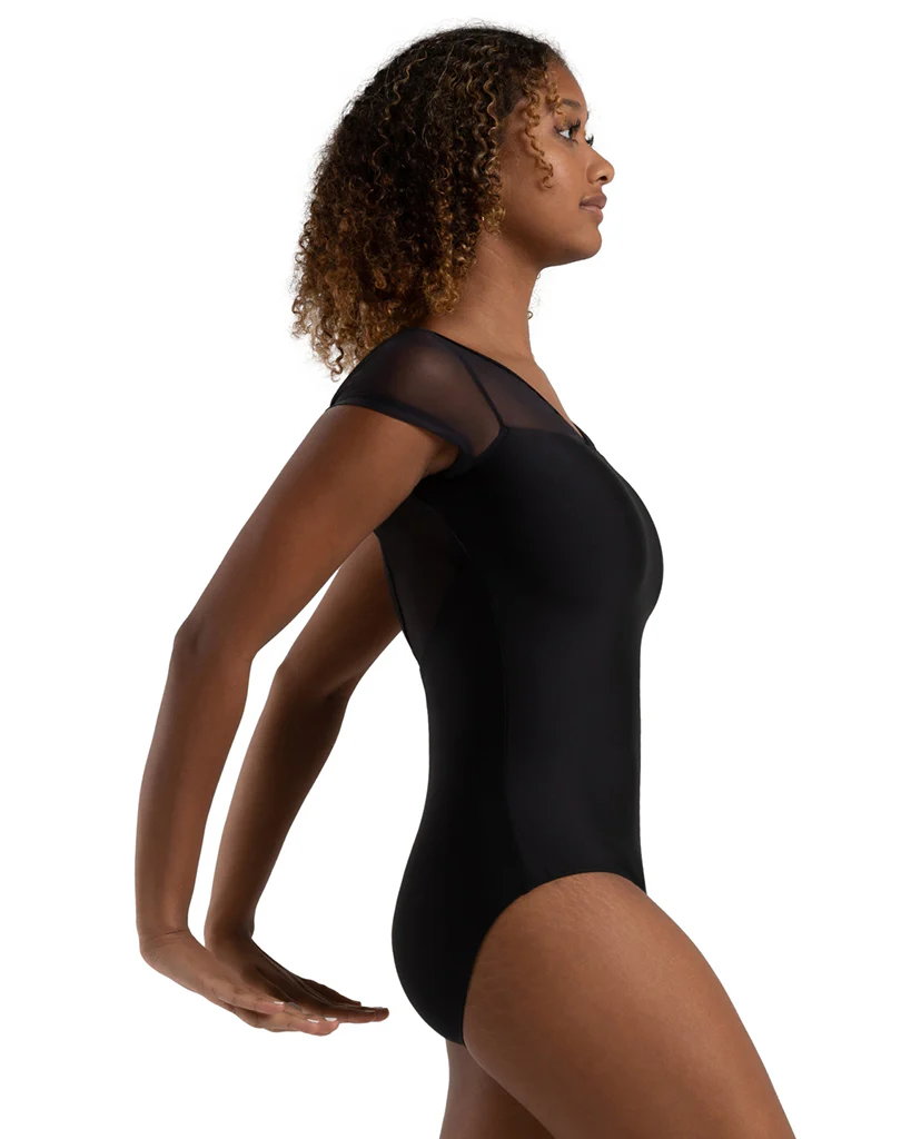 Capezio Coral V Neck Mesh Neckline Open Back Cap Sleeve Leotard - 12270W Womens - Image 3