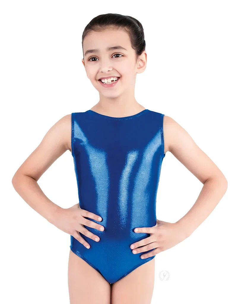 Eurotard Soft Metallic Gymnastic Tank Leotard - 2989 Girls - Fuschia - Image 2