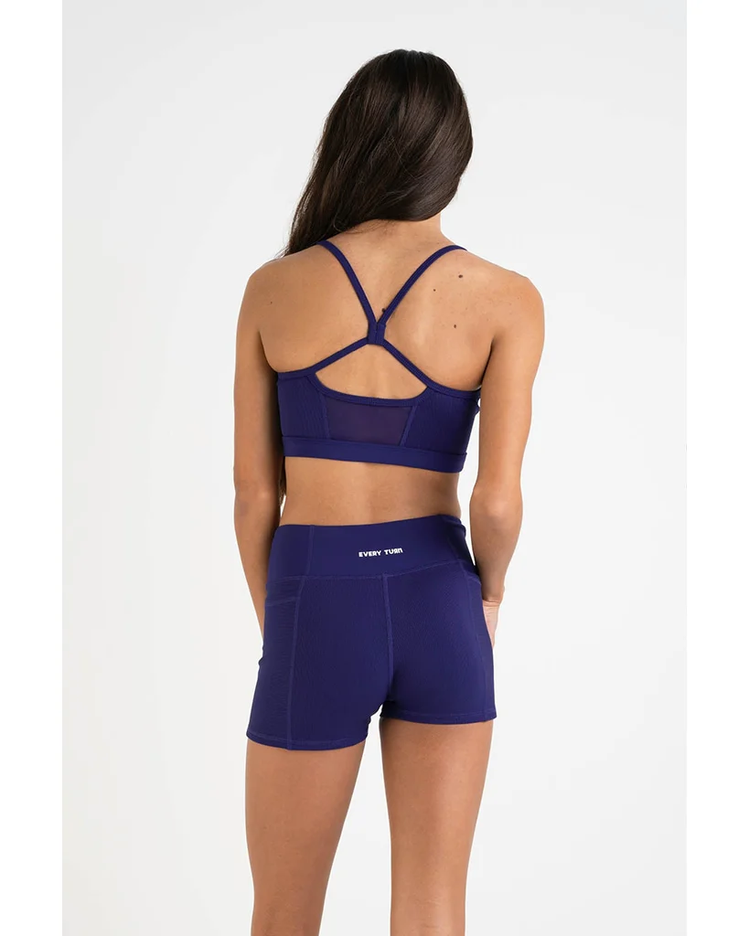 Every Turn Gratitude Mesh Panel Crop Top - Girls - Marine - Image 2