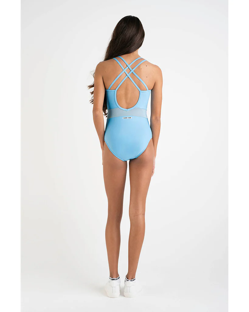 Every Turn Prima Mesh Cross Back Tank Leotard - Girls - Image 3