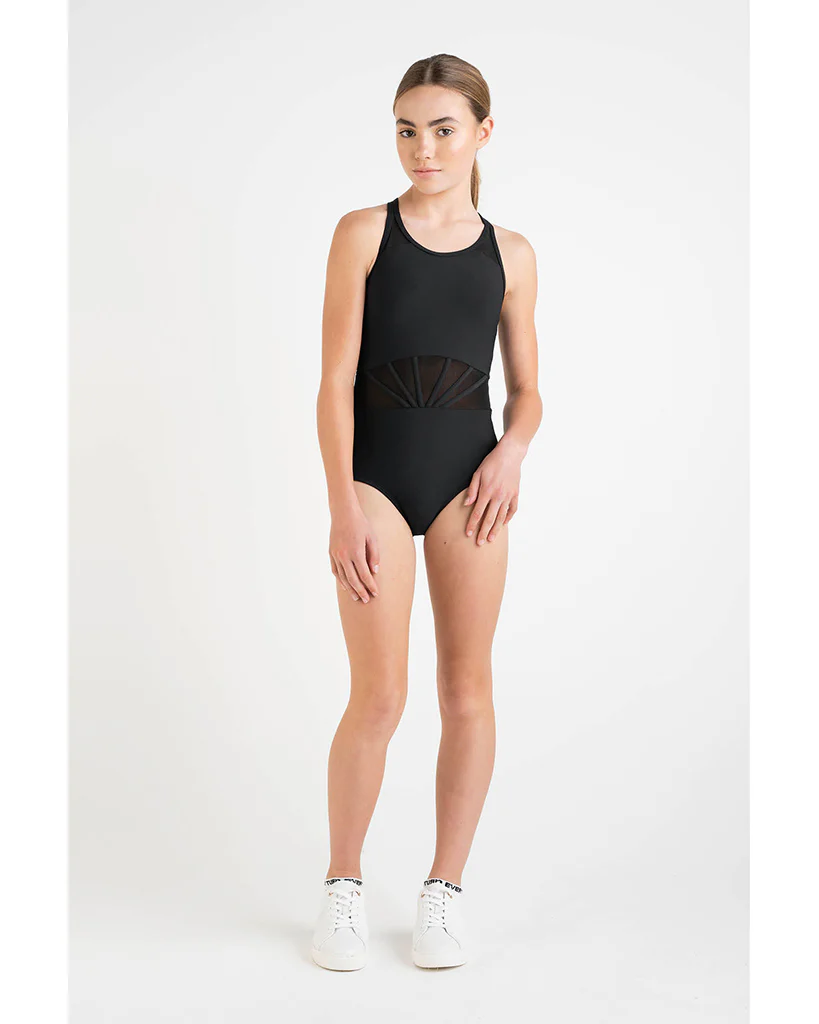 Every Turn Prima Mesh Cross Back Tank Leotard - Girls - Image 4