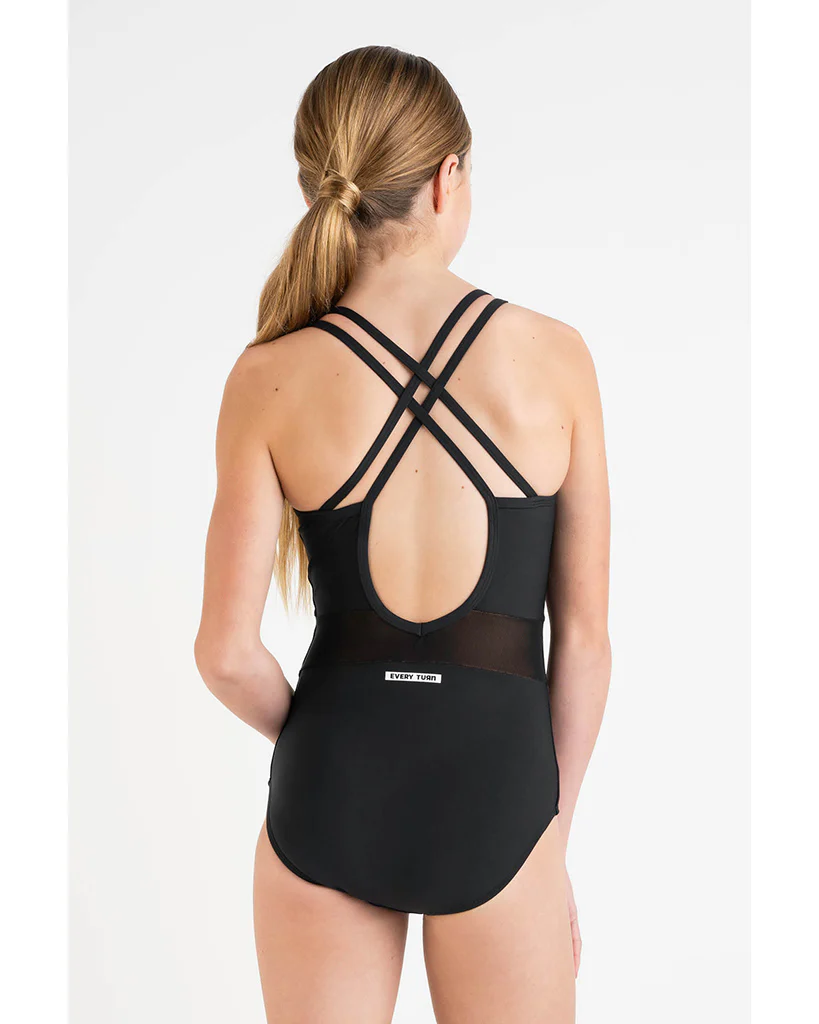 Every Turn Prima Mesh Cross Back Tank Leotard - Girls - Image 5