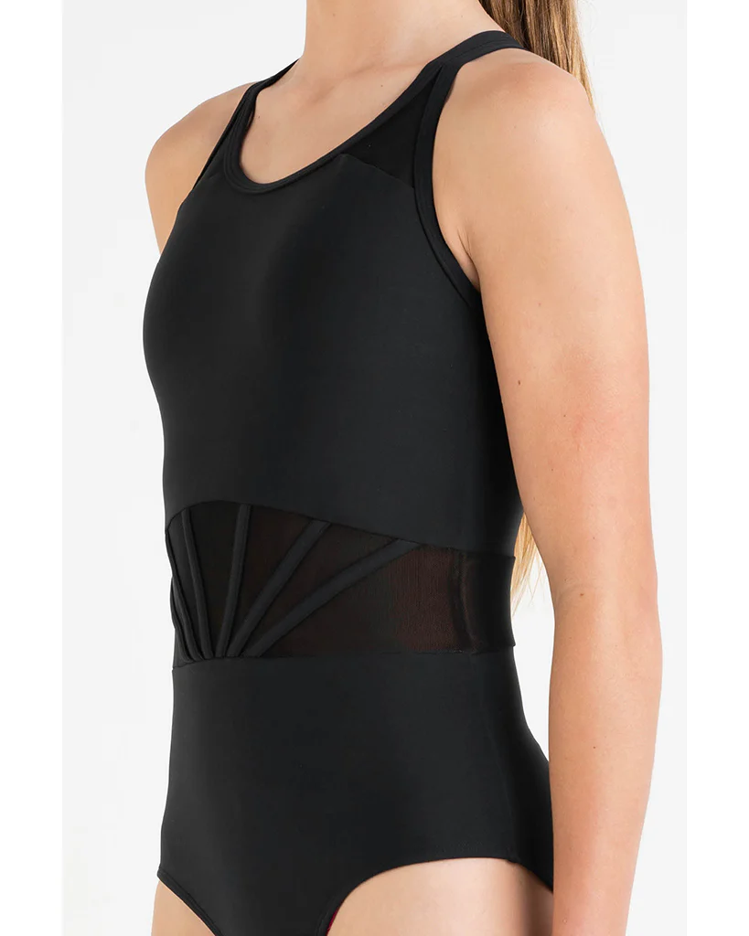 Every Turn Prima Mesh Cross Back Tank Leotard - Girls - Image 6