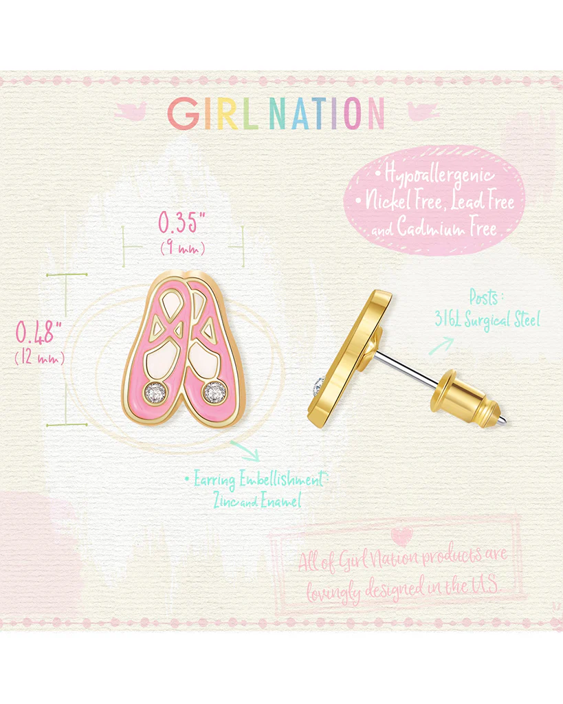 Girl Nation Ballet Slippers Cutie Stud Earrings - Image 8
