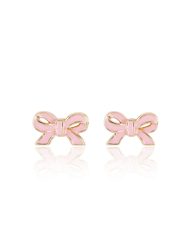 Girl Nation Pretty Pink Bow Cutie Stud Earrings