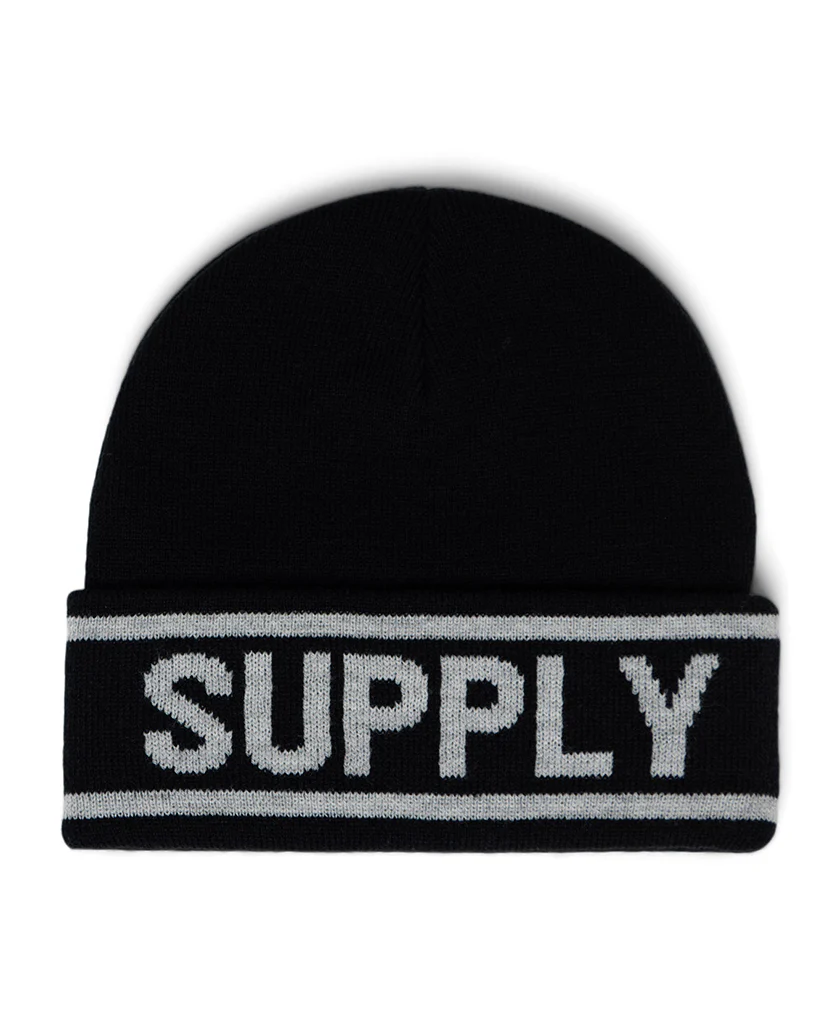 Herschel Supply Co Elmer Herschel Logo Beanie - Black / Heather Light Grey - Image 2