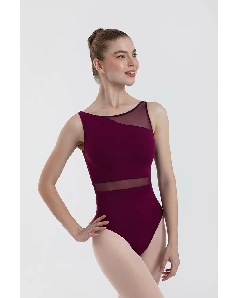 Intermezzo Clementine Boat Neck Asymmetrical Mesh Tank Leotard - 31664 Womens - Image 5