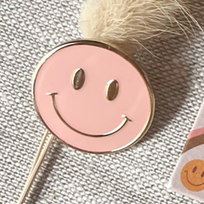 Kindness is Magic Smiley Enamel Pin - Peach - Image 2