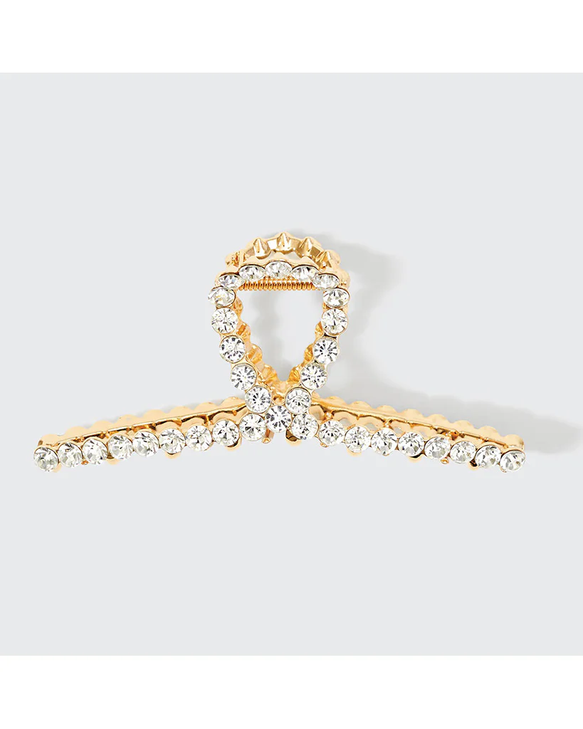 Kitsch Metal Rhinestone Loop Claw Clip 1pc - Gold - Image 2