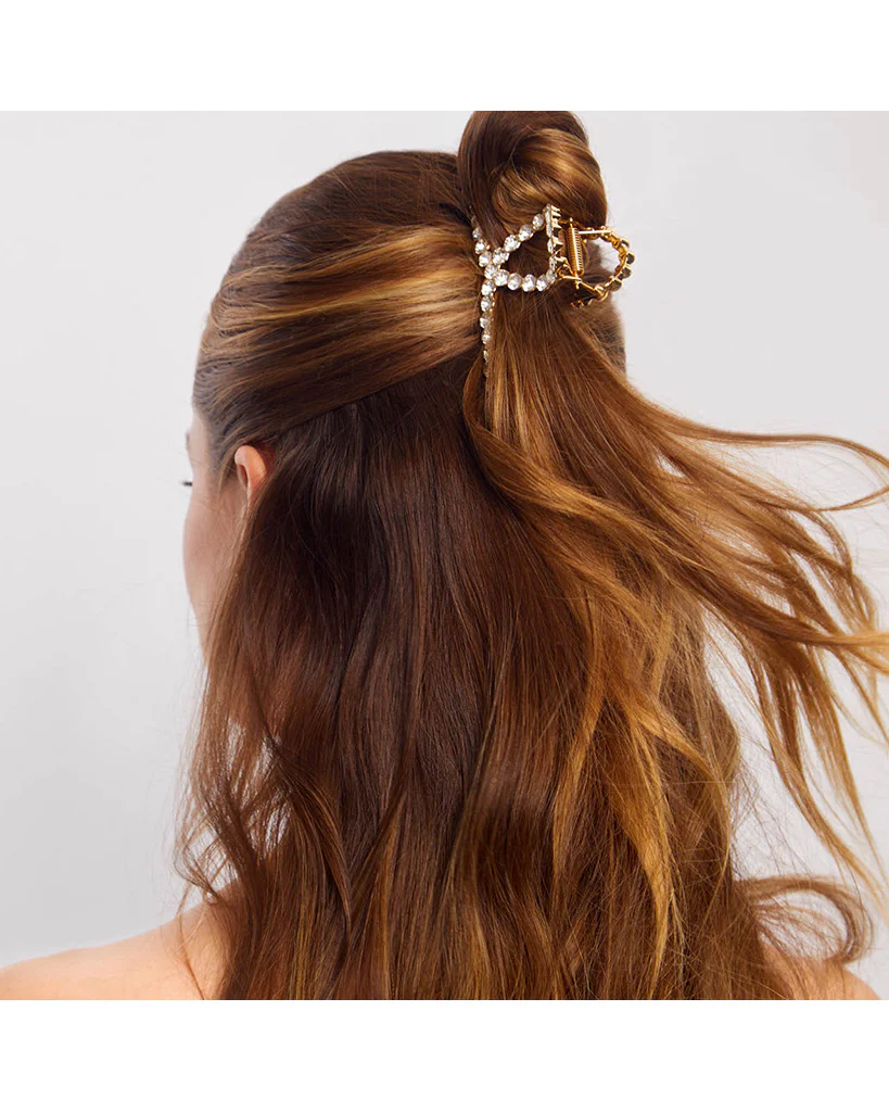 Kitsch Metal Rhinestone Loop Claw Clip 1pc - Gold - Image 4