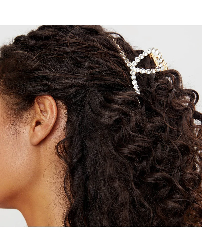 Kitsch Metal Rhinestone Loop Claw Clip 1pc - Gold - Image 5