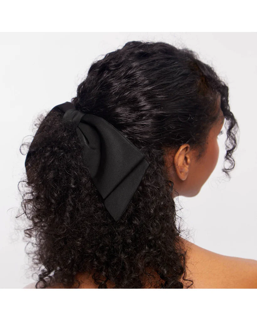 Kitsch Recycled Fabric Bow Hair Clip 1pc - Black - Image 2