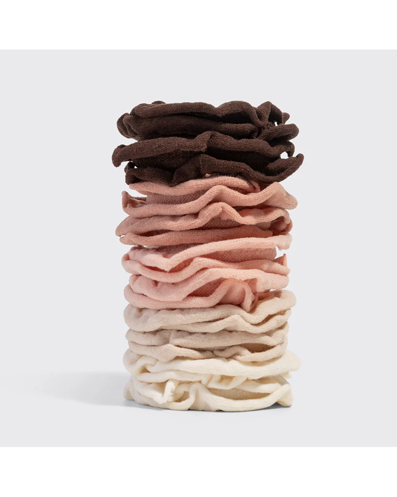 Kitsch Recycled Fabric Petal Hair Elastics 10pc Set - Blush - Image 3