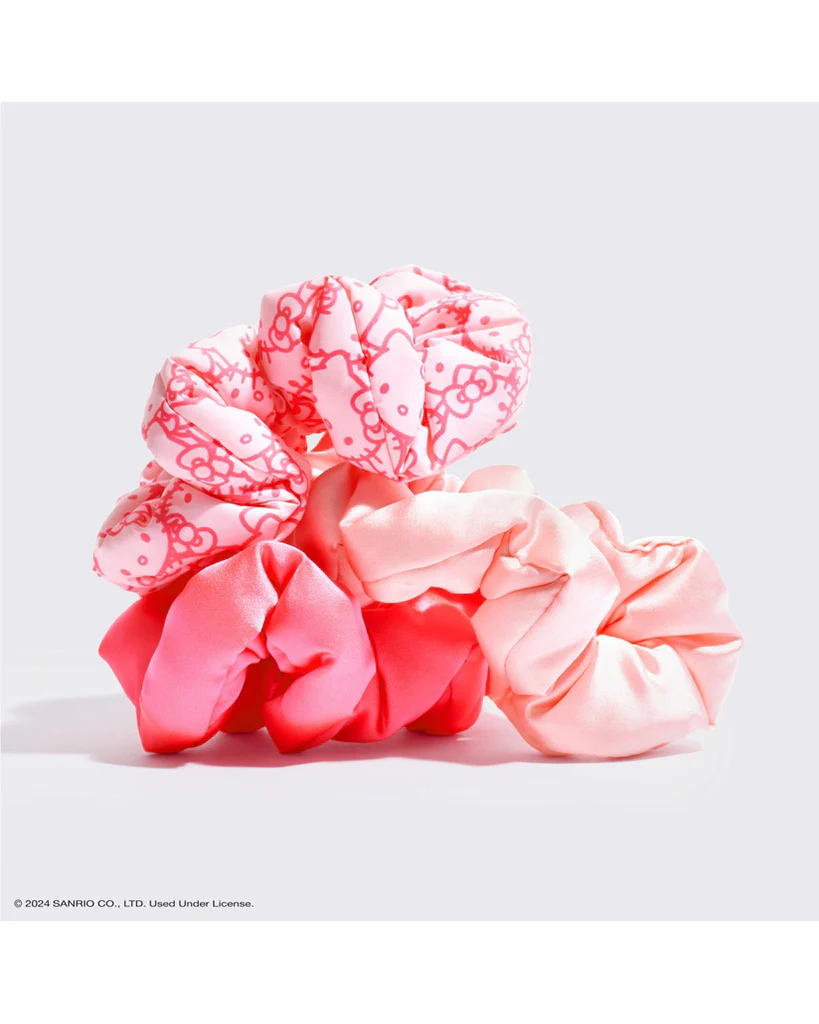Kitsch x Hello Kitty Recycled Fabric Puffy Scrunchies 3pc Set - Image 2