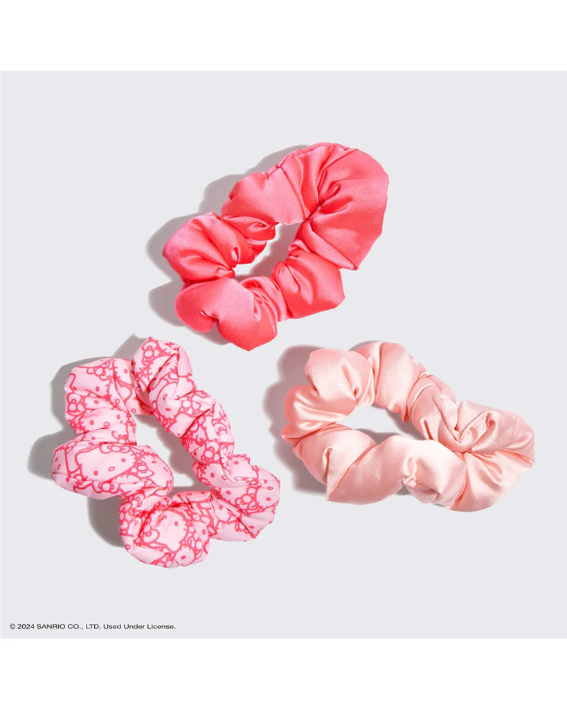 Kitsch x Hello Kitty Recycled Fabric Puffy Scrunchies 3pc Set - Image 3