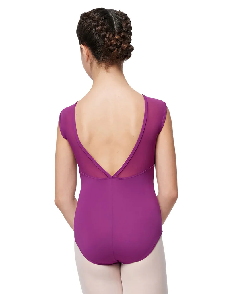 Lulli Dancewear Anoushka Mesh Scoop Neck V Back Cap Sleeve Leotard - LUB358C Girls - Image 2