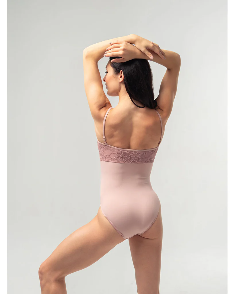 Mara Dancewear Chloe Scoop Neck Floral Lace Adjustable Strap Leotard - Rose - Image 3