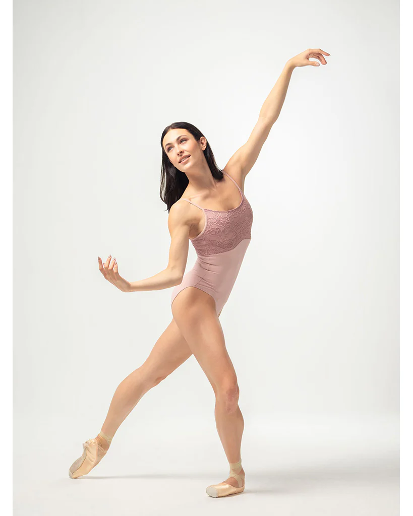 Mara Dancewear Chloe Scoop Neck Floral Lace Adjustable Strap Leotard - Rose - Image 4