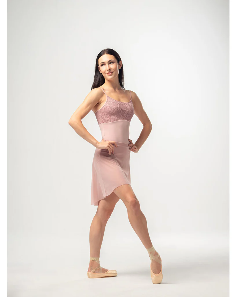 Mara Dancewear Chloe Scoop Neck Floral Lace Adjustable Strap Leotard - Rose - Image 5