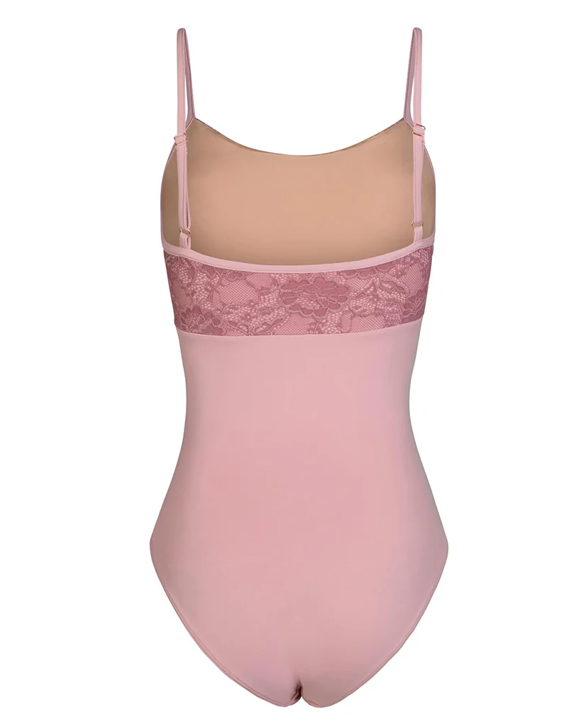 Mara Dancewear Chloe Scoop Neck Floral Lace Adjustable Strap Leotard - Rose - Image 7