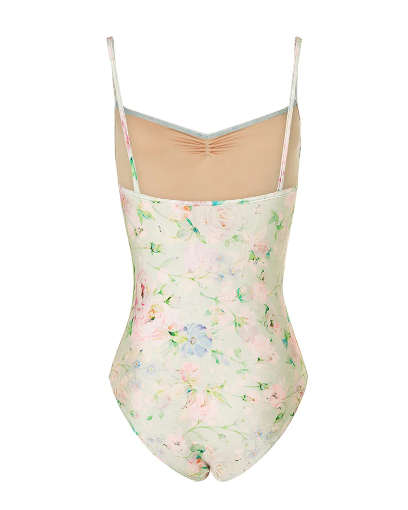 Mara Dancewear Lia Pinch Front Floral Print Adjustable Strap Leotard - Green Blossom Print - Image 6