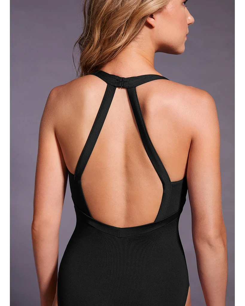 Mirella Black Label V-Neck Open Halter Back Camisole Leotard - MB7227 Womens - Image 3