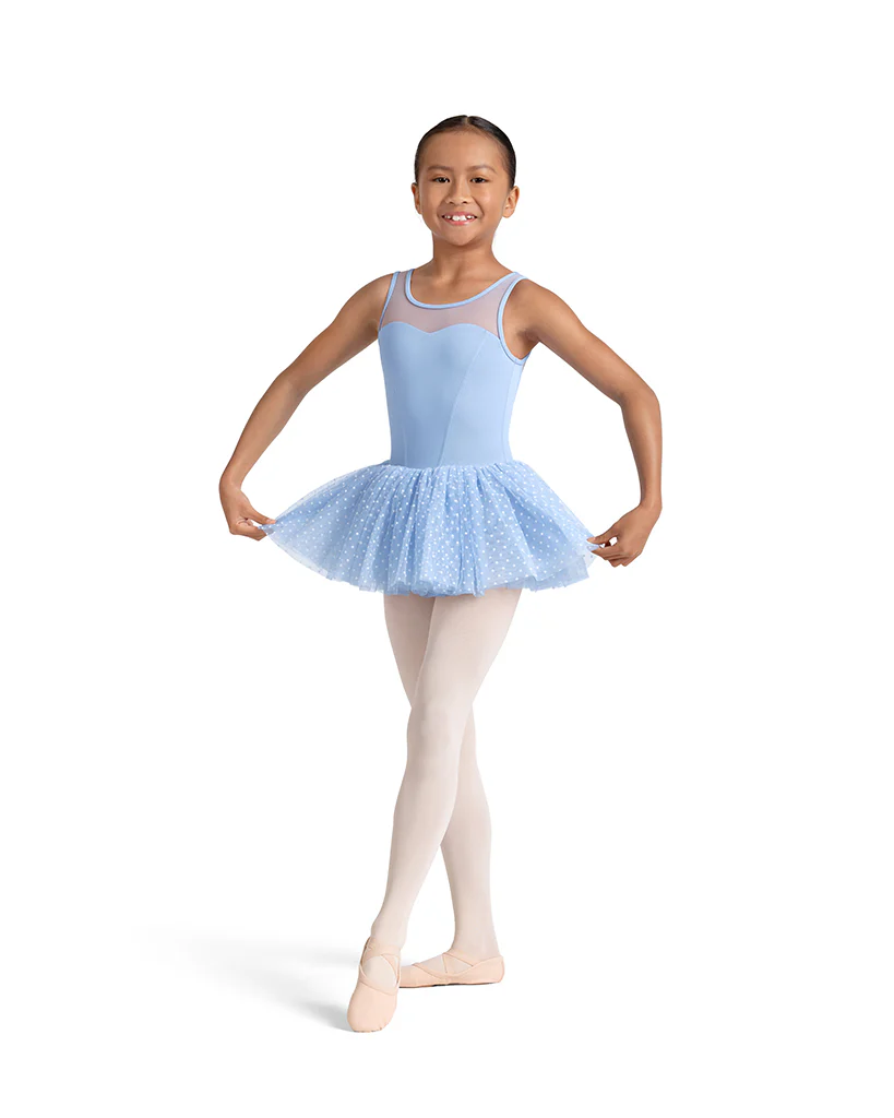 Mirella Kaleidoscope Sweetheart Neck Polka Dot Velvet Detail Mesh Tank Tutu Ballet Dress - M50002C Girls - Image 5