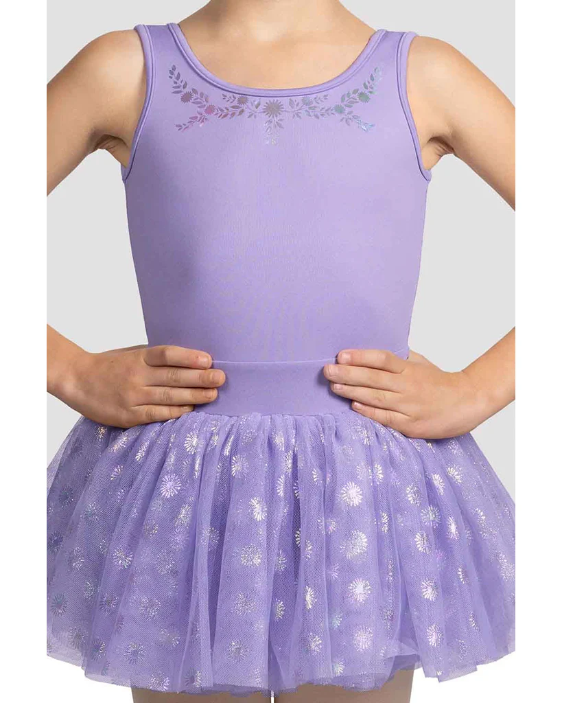 Mirella Sweetheart Neck Floral Iridescent Printed Mesh Tank Tutu Ballet Dress - M490C Girls - Image 3