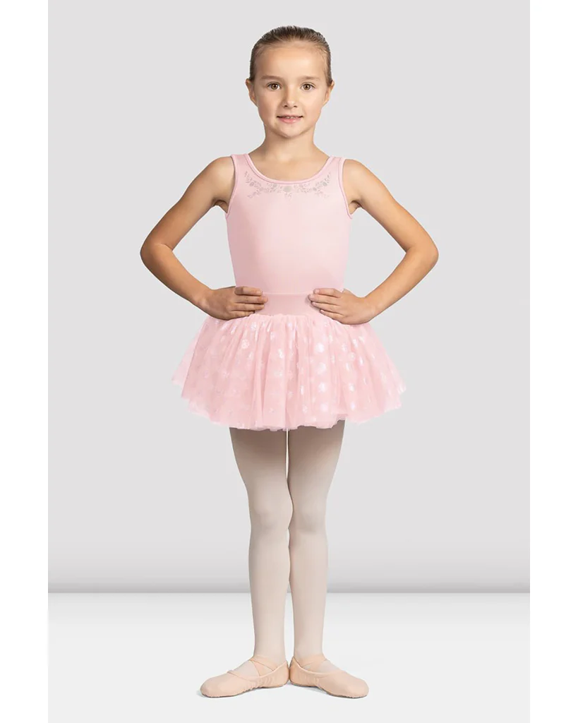 Mirella Sweetheart Neck Floral Iridescent Printed Mesh Tank Tutu Ballet Dress - M490C Girls - Image 4