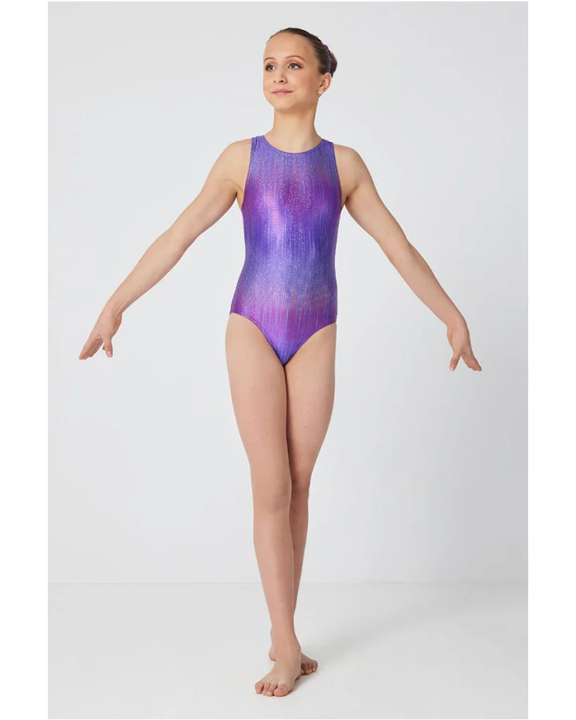 Mondor Metallic Print Gymnastic Tank Leotard - 7817C Girls