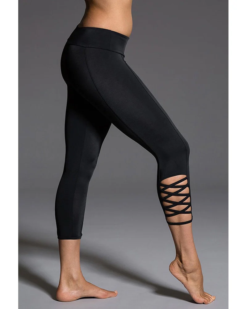 Onzie Weave Capri Legging - 289 Womens - Black - Image 3