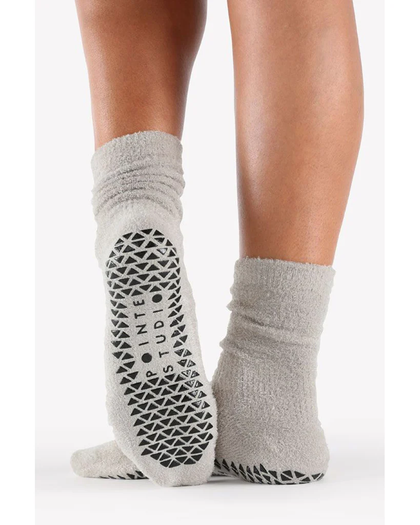Pointe Studio Happy Cloud Crew Grip Ankle Sock - Womens - Heather Grey - Image 2