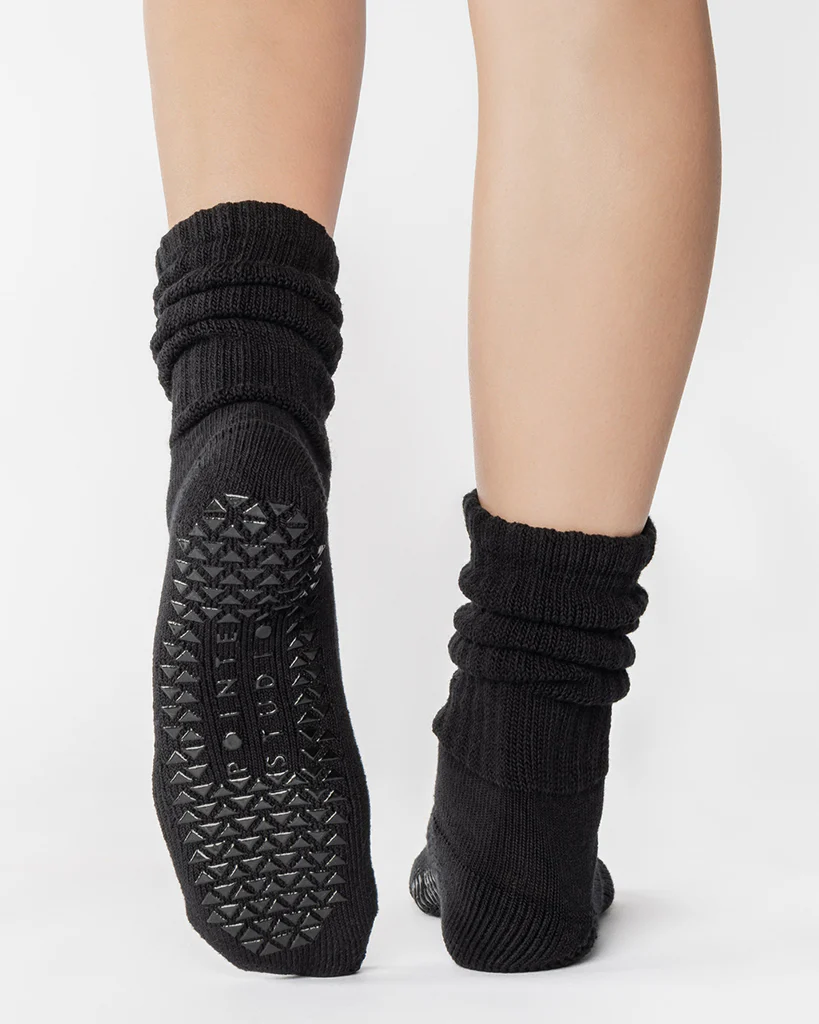Pointe Studio Slouch Crew Grip Sock - Womens - Black - Image 2