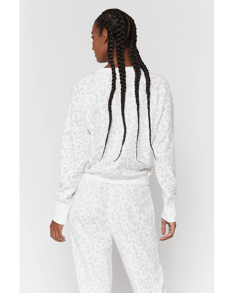 Spiritual Gangster Bridget Raglan Pullover Sweatshirt - Womens - Snow Leopard Print - Image 3