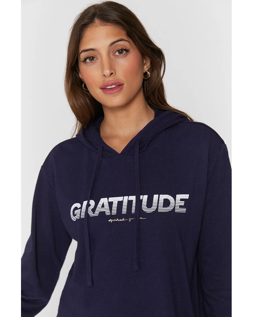 Spiritual Gangster Gratitude Vintage Terry Crop Hoodie - Womens - Night - Image 4
