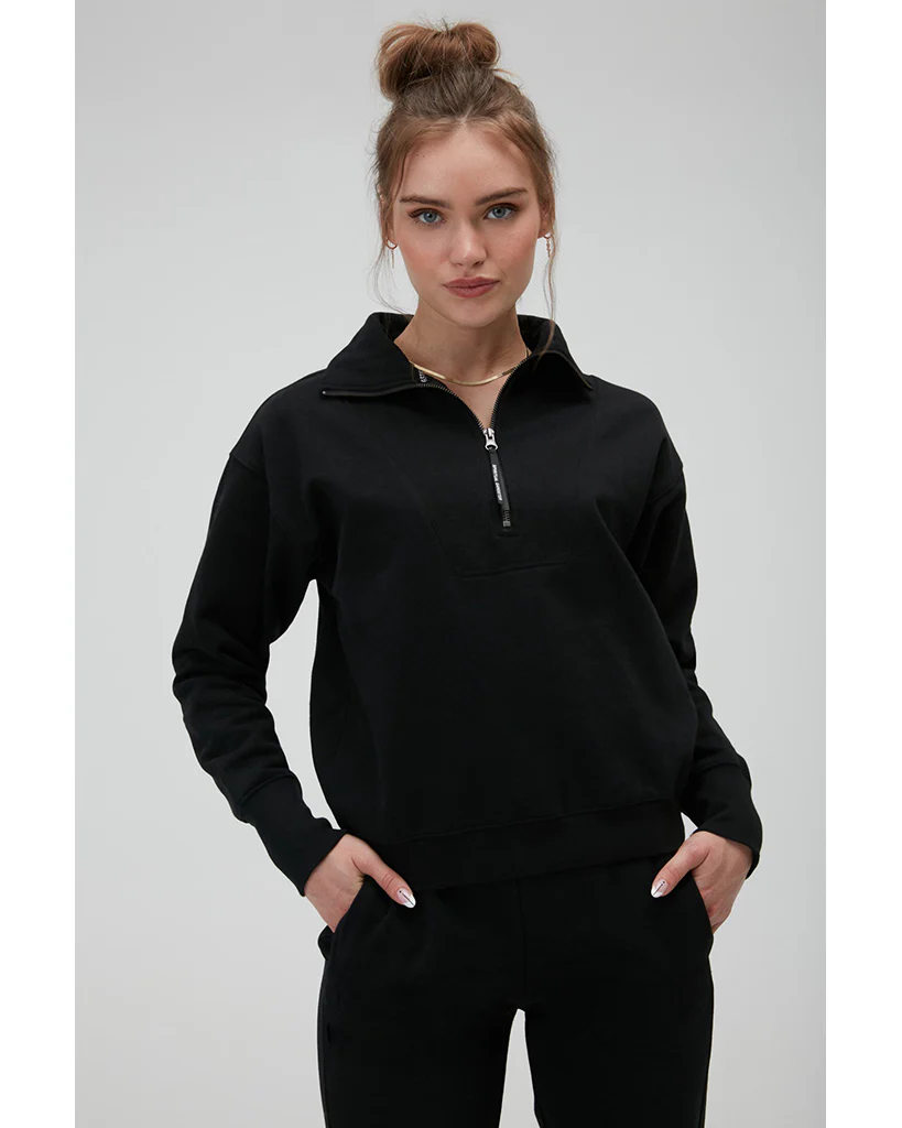 Spiritual Gangster Half Zip Pullover - Womens - Black - Image 3