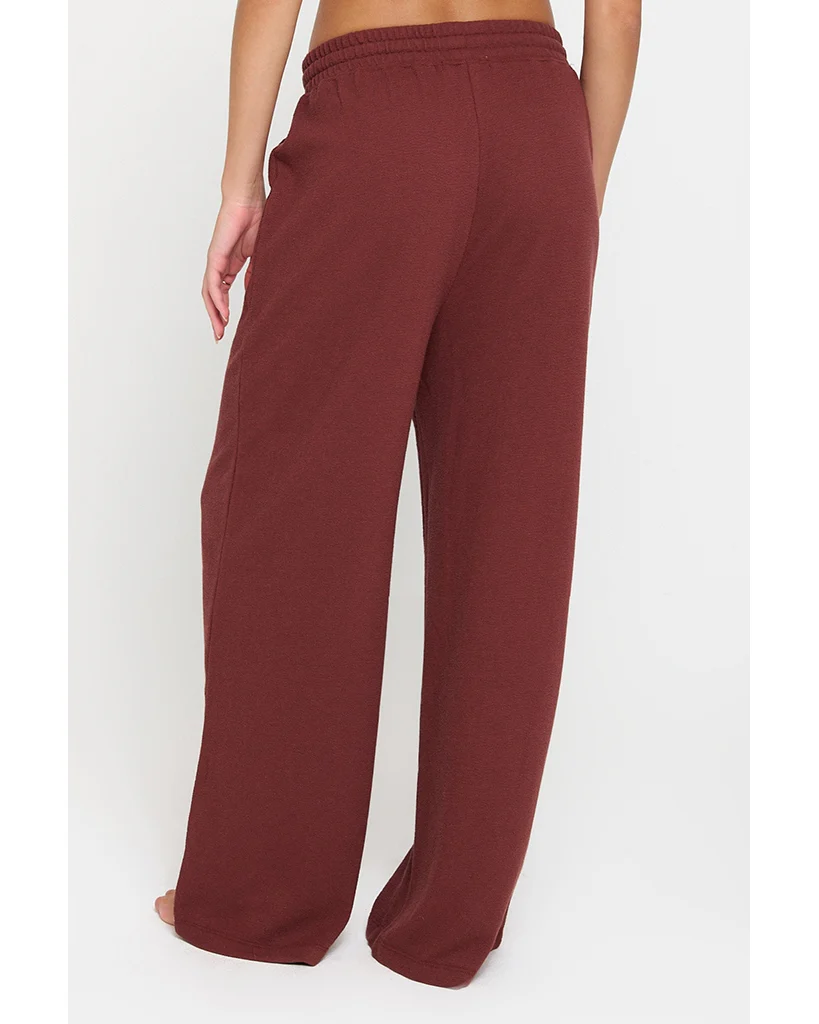 Spiritual Gangster Lofty Slub Rib Claudia Wide Leg Pant - Womens - Washed Burgundy - Image 3