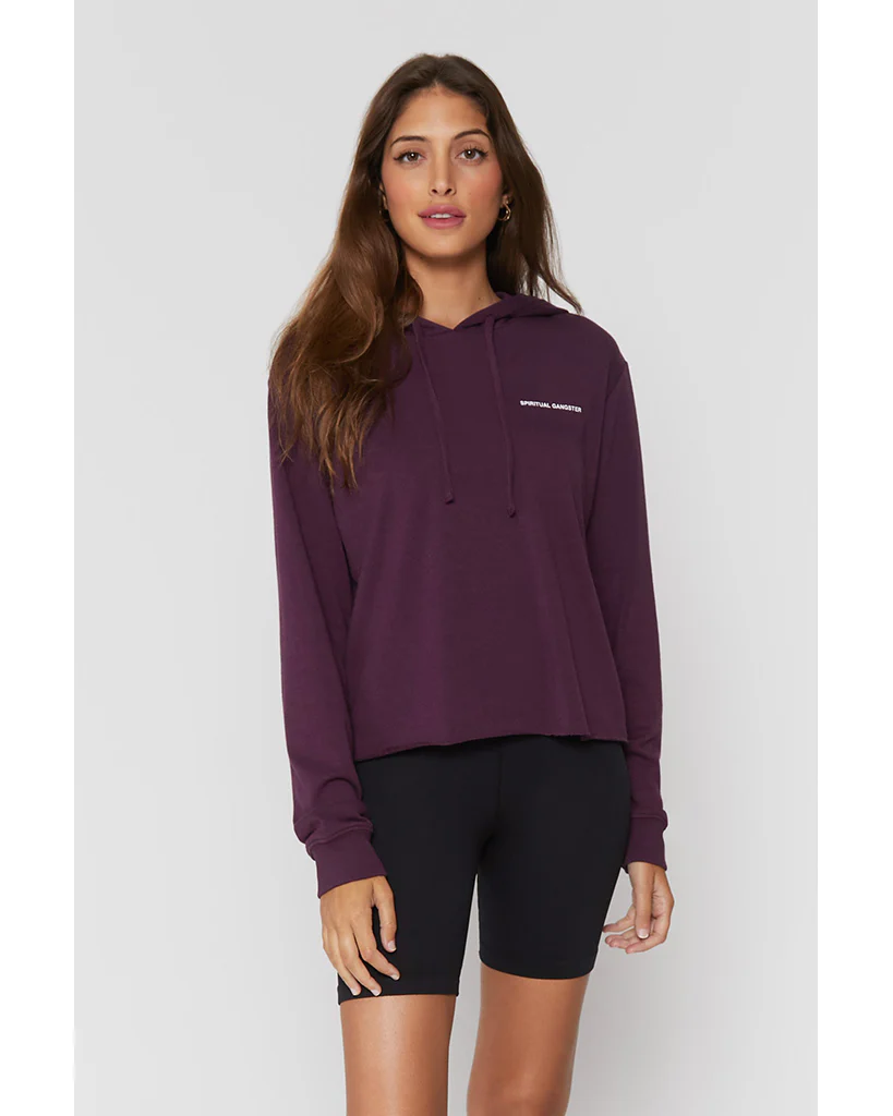 Spiritual Gangster SG Vintage Terry Crop Hoodie - Womens - Blackberry - Image 2