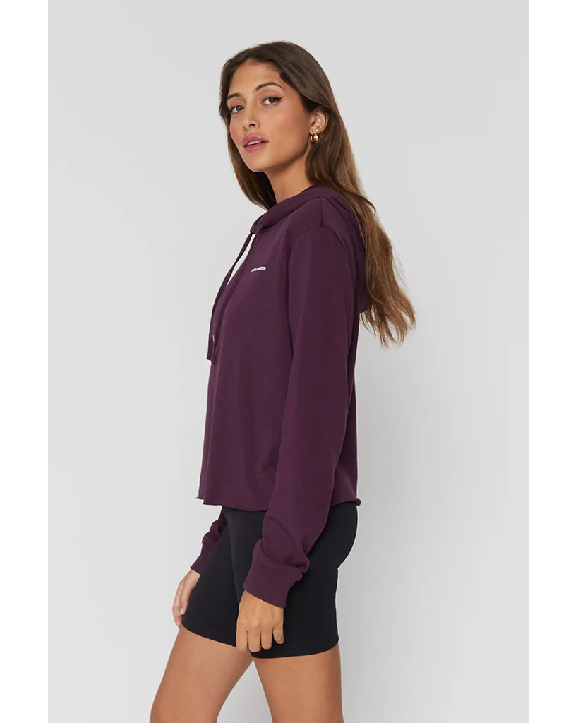 Spiritual Gangster SG Vintage Terry Crop Hoodie - Womens - Blackberry - Image 3