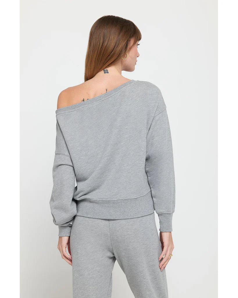 Spiritual Gangster Vida Off Shoulder Sweatshirt - SP40417016 - Womens - Heather Ash - Image 2
