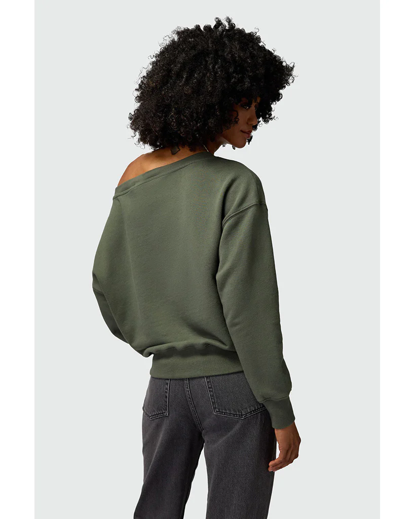 Spiritual Gangster Vida Off Shoulder Sweatshirt - SP40417016 - Womens - Olive Green - Image 2