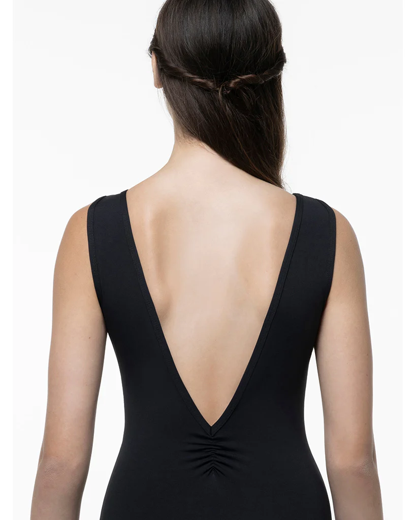 Suffolk Bateau Boat Neck Curved Empire Waist Pinch V Back Tank Leotard - 6503C Girls - Image 2