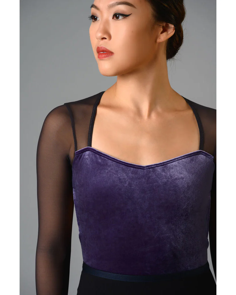 Supertone Couture Collection Megan with Velvet & Mesh Long Sleeve Leotard - Womens - Image 10