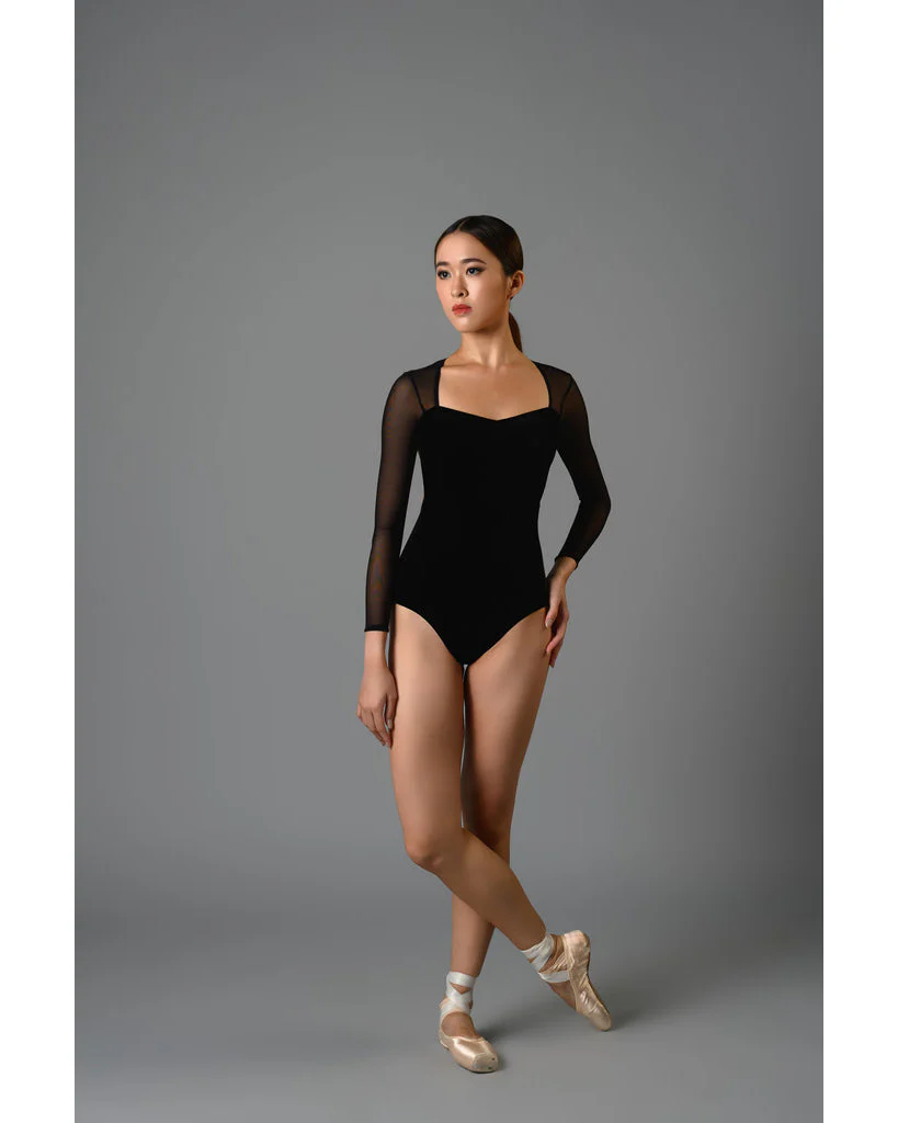 Supertone Couture Collection Megan with Velvet & Mesh Long Sleeve Leotard - Womens - Image 6